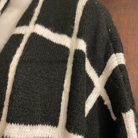 Gap Brand Size XXL Longline Plaid Open-Front Cardigan Sweater Black & White - Picture 5 of 7